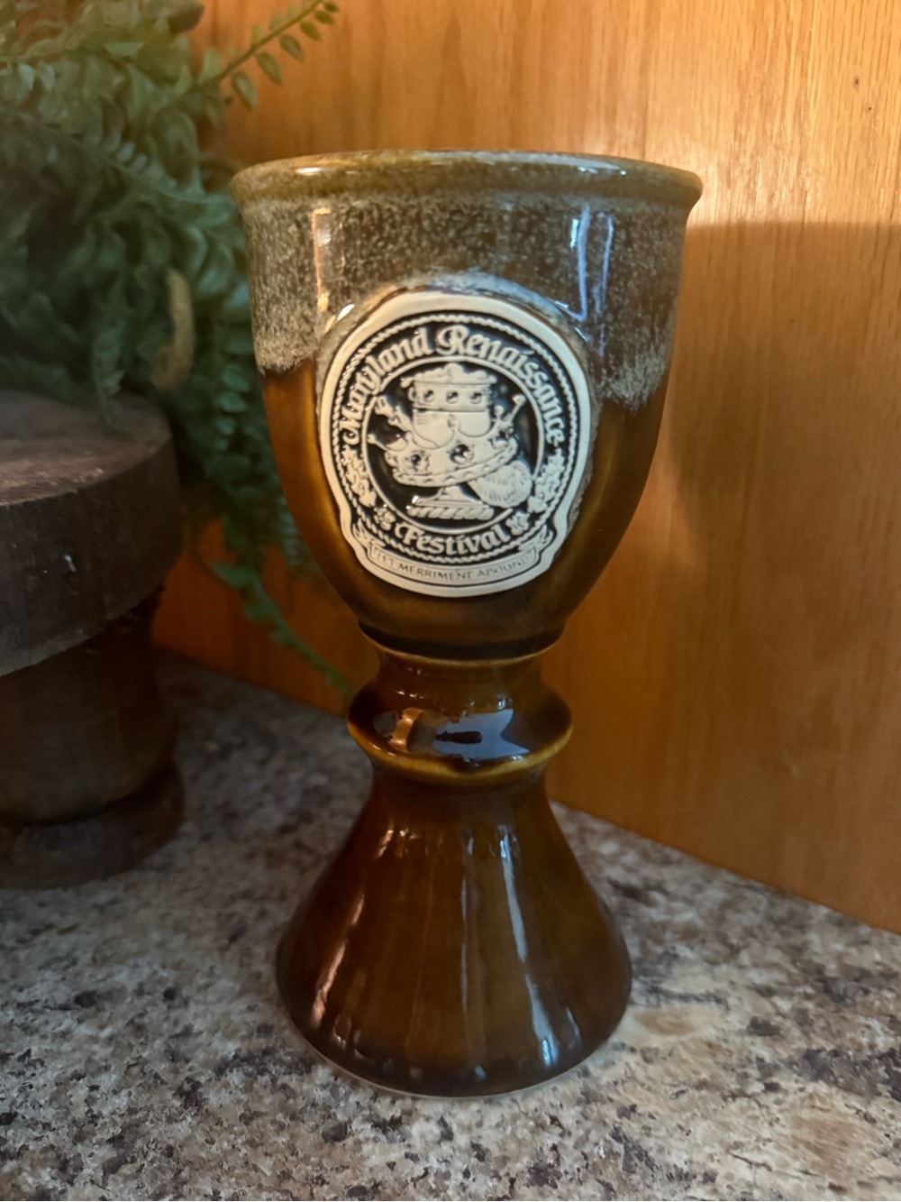 VINTAGE 1997 MARYLAND RENAISSANCE FESTIVAL CHALICE GOBLET MUG STONEWARE CUP